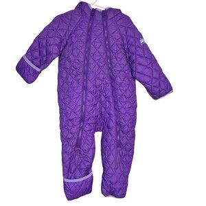 Snozu Snowsuit Baby Girls 24M Purple Quilted Hooded One-Piece Bunting READ